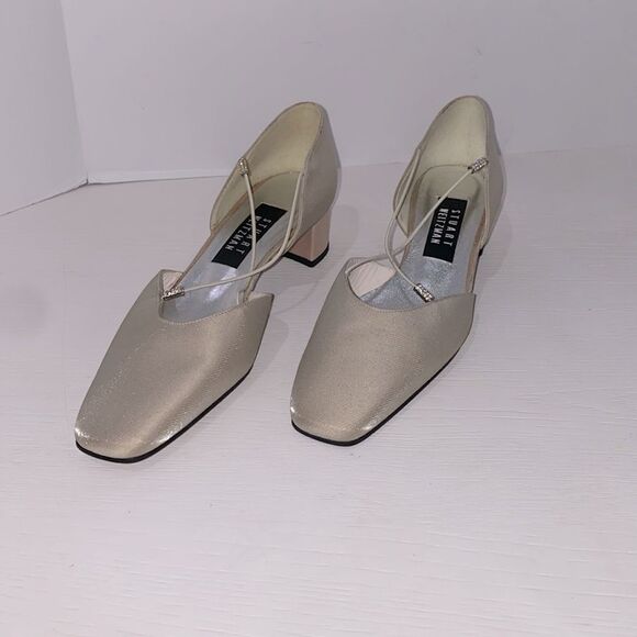 Stuart Weitzman Tubex Oyster Sparkle Lame Rhinestone Trim Shoes Size 8 - Picture 2 of 15